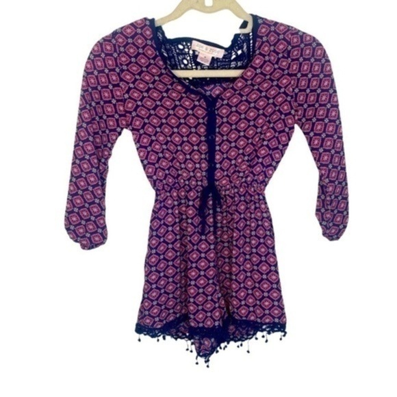 Band of Gypsies Other - Band Of Gypsies Geometric Floral Print Girls Button Up Romper Size Medium